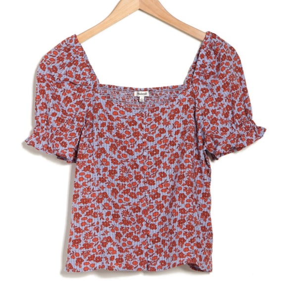 Madewell Kallie Button Front Smocked Top - Picture 4 of 10